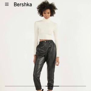 Bershka Faux Leather Jogger Pants